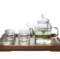 Théière en verre borosilicate transparent de 350 ml, faite à la main, écologique, forme carrée, résistante à la chaleur, avec infuseur, imprimée