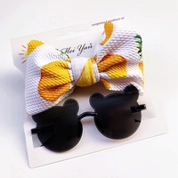 Nouveau design de lunettes de soleil de dessin animé anti-UV pour enfants, bandeau à nœud et fleur, ensemble d'accessoires pour cheveux de bébés filles