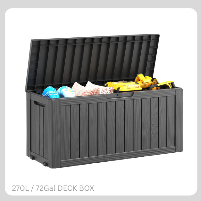Deck Box Indoor and Outdoor Storage Boxes Waterproof for Garden Tools, Pool Accessories Patio Furniture and Cushions