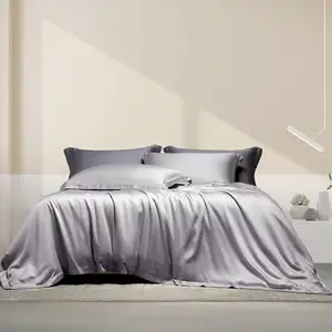 Sprei mewah tencel murni 100% ukuran king, set seprai tempat tidur lyocell linen kantong dalam