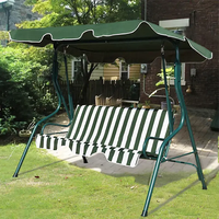 Fauteuil à bascule 3 places en tube d'acier et tissu de coton, balançoire suspendue et chaise de jardin portable pour patio