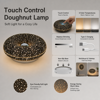 Lampe de nuit LED 3 couleurs à découpe étoile creuse, projecteur mural et de bureau, à commande tactile, rechargeable, design moderne, pour intérieur