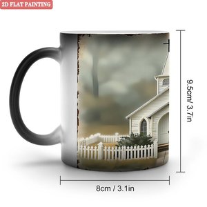 Mug à presser à chaud 11oz en céramique noire givrée, tasse changeante de couleur pour cadeaux DIY - Product Image 1