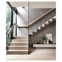 Escalier droit à poutre unique, design flottant, structure métallique, marches en bois, fabrication sur mesure à Foshan
