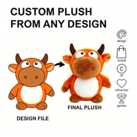 Peluche personnalisée en forme de vache de dessin animé, super douce, jouet en peluche, design personnalisé, logo personnalisé, cadeau promotionnel, souvenir