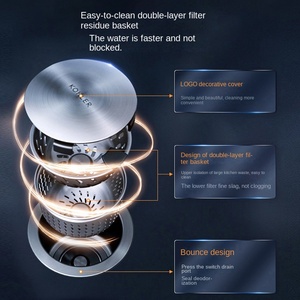 Évier de cuisine en acier inoxydable K-25616T/25617T à cuve unique avec deux trous pour robinetterie et emplacement pour table - Product Image 2