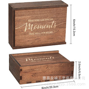 Boîte de rangement en bois pour souvenirs 20,3x15,2x6,5cm, gravée au laser, boîte à bijoux vintage rectangulaire, épaisseur personnalisable - Product Image 5