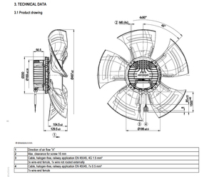 Ventilateur EC à haute efficacité ebm- A3G500-BA73-S1, ventilateur de refroidissement intelligent à économie d'énergie pour les systèmes de ventilation industrielle HVAC - Product Image 4