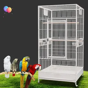 Ekstra Büyük Çevre Dostu Dört Mevsim Beyaz Kuş Kafesi, Evcil Kuşlar İçin Demirli - OEM/Petsloyal Üretici - Product Image 4