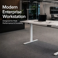 Bureau assis-debout électrique stable à 3 niveaux avec double moteur dissimulé, robuste, réglable en hauteur, ergonomique, poste de travail de bureau