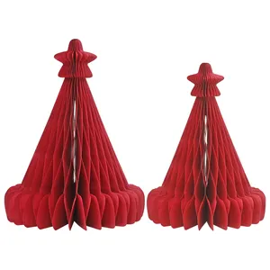 Trendy Festive 3D Paper Honeycomb Christmas Hat Centerpieces Eco-Crafted For Holiday Table Decor In Customizable Colors/Sizes