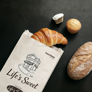 Sac en papier kraft alimentaire en papier sulfurisé pour sandwichs, donuts et baguettes, à fond pointu, résistant à la graisse - Product Image 2
