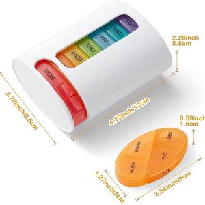 Organizador de pastillas semanal portátil, dispensador de medicamentos ABSPP de 28 compartimentos con etiquetas en inglés para uso diario - Product Image 1