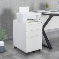Station de travail de bureau moderne, armoire de classement en acier, 3 tiroirs verrouillables, armoire de rangement mobile en métal pour bureau