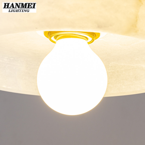 Lámpara Colgante Minimalista de Lujo, Estilo Simple, de Latón y Mármol, Pequeña, para Restaurante o Bar, Color Dorado y Blanco, 3000K Cálido, HM-YL-8035 - Product Image 2