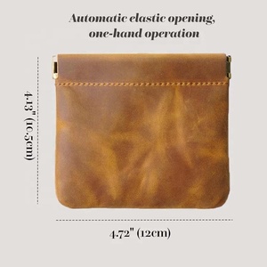 Pochette cosmétique personnalisée en cuir véritable, petite, auto-fermante, portable, pour chapelet, bijoux, maquillage, voyage, mini porte-monnaie en cuir - Product Image 6