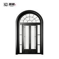 Puerta de Aluminio Estilo Arco con Ventanas Laterales, Aislamiento Térmico, Ignífuga, Insonorizada, Impermeable, Estilo Francés Europeo