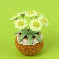 Plante en pot de marguerites au crochet faites à la main, fleurs artificielles en fil coloré, décoration de table pour la maison, fleur éternelle, cadeau, vente en gros
