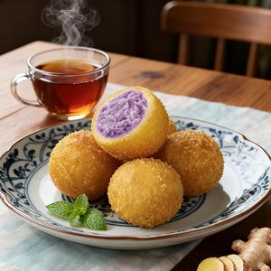 Bolas de Taro y Camote Congeladas Sanquan, Postre Crujiente de Repostería Congelada Rápida para Restaurantes y Cafeterías, Bolsa Apta para Niños - Product Image 1