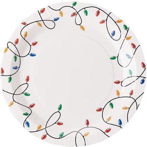 Modern Design 9 Inches White Paper <b>Plates</b> Christmas Holiday Party Supplies for Appetizer Hot Selling Christmas Lights Design - Product Image 1