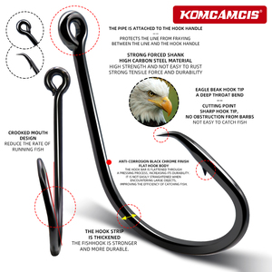 OEM 8 # -8/0 #   Hameçon circulaire en acier à haute teneur en carbone, type bec d'aigle, chromé noir, avec bande épaissie, pour eau douce et eau salée, pour la pêche au bar et au poisson-chat - Product Image 4