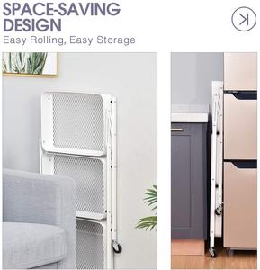 Multifunctionele Keuken 3-laags Metalen <span class=keywords><strong>Trolley</strong></span> Opvouwbare Kruidenierswinkelwagen Beweegbare Opslag Metalen Hulpprogramma Opvouwbare Rollende Hulpprogramma Karren - Product Image 3