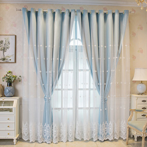 Rideau <span class=keywords><strong>double</strong></span> couche à couleurs multiples de luxe Rideau occultant haut avec voile brodé pour salon chambre à coucher - Product Image 4