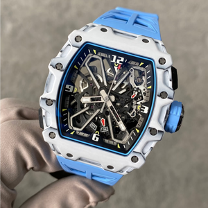 Reloj mecánico con textura de fibra de carbono estilo RM con movimiento esqueletizado, un reloj de lujo para hombre. - Product Image 5