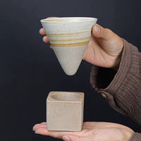 Tasse à café créative en céramique rétro de 90ml, tasse en porcelaine japonaise à motif de latte, fleur, idée cadeau d'affaires, poterie brute, tasse à thé, poterie