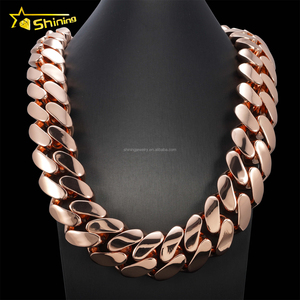 Custom Made 35mm Rose Gold Plated Brass Big Size Heavy Rapper Jewelry <strong>Iced</strong> <strong>Out</strong> Hip Hop Miami <strong>Cuban</strong> <strong>Link</strong> <strong>Chain</strong> Man Plain <strong>Chain</strong> - Product Image 1