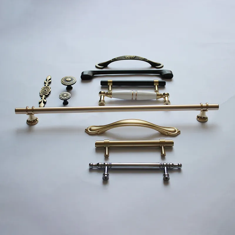 Long Black Gold Zinc Alloy Cabinet Pulls Handle Furniture Wardrobe Decoration Kitchen Handles