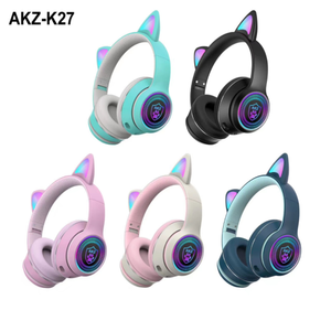 <strong>Cute</strong> Cat Ear Headphones Inalambricos Amplifier Sport In-ear <strong>Earphones</strong> New Tws Wireless Headphones RGB Light TF Card Support K27 - Product Image 1