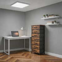 Commode moderne et simple de 47 pouces avec 7 tiroirs en tissu, structure en métal pour chambre à coucher et salon, marron