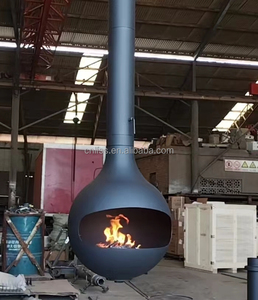 Cheminée suspendue à bois avec cheminée, en acier au carbone sphérique, rotation à 360 degrés - Product Image 5