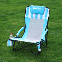 Chaise de camping d'extérieur respirante en acier, cadre en acier à parois épaisses, porte-gobelet, fente pour téléphone, portable, pour le loisir