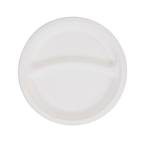 Assiettes jetables vertes personnalisées en papier de bagasse Vaisselle ronde en pulpe pour salade, snack, pain, emballage alimentaire