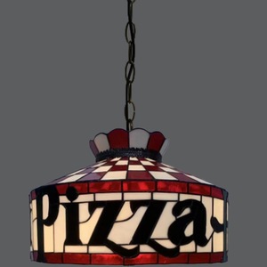 Lámpara colgante estilo americano industrial de vidrio tintado, tipo Tiffany, vintage, para pizzería. - Product Image 2