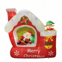 Château gonflable de Noël de 7 pieds de haut avec Père Noël, à gonfler pour l'extérieur, la pelouse et le jardin, décoration festive géante pour les fêtes