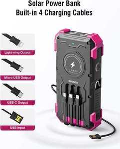 แบตเตอรี่สำรองพลังงานแสงอาทิตย์ไร้สาย 20000mAh พร้อมการชาร์จเร็ว ดีไซน์พกพา แผงโซลาร์เซลล์ ช่องเสียบ USB คู่ พร้อมไฟ LED แสดงสถานะ - Product Image 3