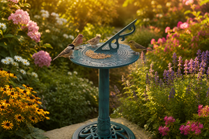 Orologio Solare da Esterno in Resina Effetto Verdigris Eco-Friendly, Design Antico, Resistente alle Intemperie, con Piedistallo, per Giardino e Cortile - Product Image 6