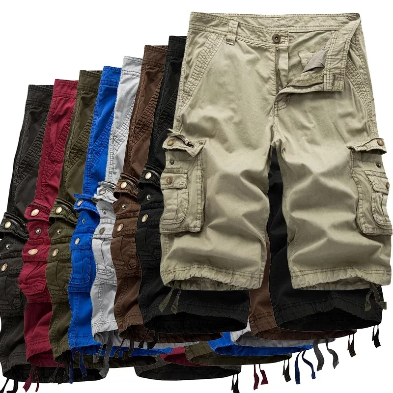 Cargo Shorts Herren Sommer Cyan Camouflage Tactical Homme Shorts Lässig Solide Multi-Pocket Male Cargo Shorts Plus Size