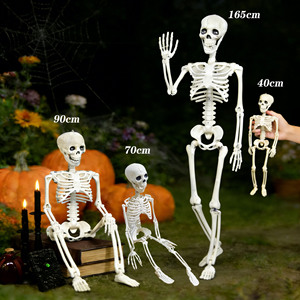Figuras de Esqueletos de Halloween CT de 40cm, 70cm, 90cm y 165cm, Decoraciones de Plástico Articuladas para Uso en Interiores y Exteriores - Product Image 1
