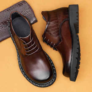 Chaussures en cuir pour hommes, style en cuir véritable, chaussures habillées pour hommes, présentoir à chaussures haut de gamme - Product Image 4