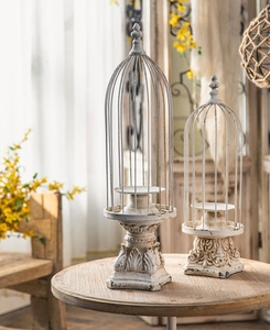 Amerikan vintage beyaz kuş kafesi mumluk romantik mum ışığında masa dekorasyon metal mumluk - Product Image 4