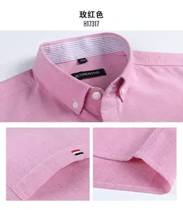 Kerah kancing untuk gaya kasual Cerdas bordir logo pas modern dengan banyak warna, kemeja pria OXFORD 100% katun baru