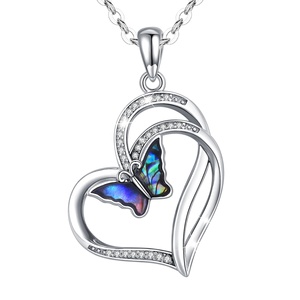 925 sterling silver delle donne farfalla blu cubic zirconia amore cz del pendente del <span class=keywords><strong>cuore</strong></span> della <span class=keywords><strong>collana</strong></span> - Product Image 1