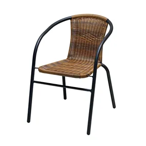 Fransız bistro bahçe mobilyaları açık cafe siyah rattan hasır yemek kol sandalye