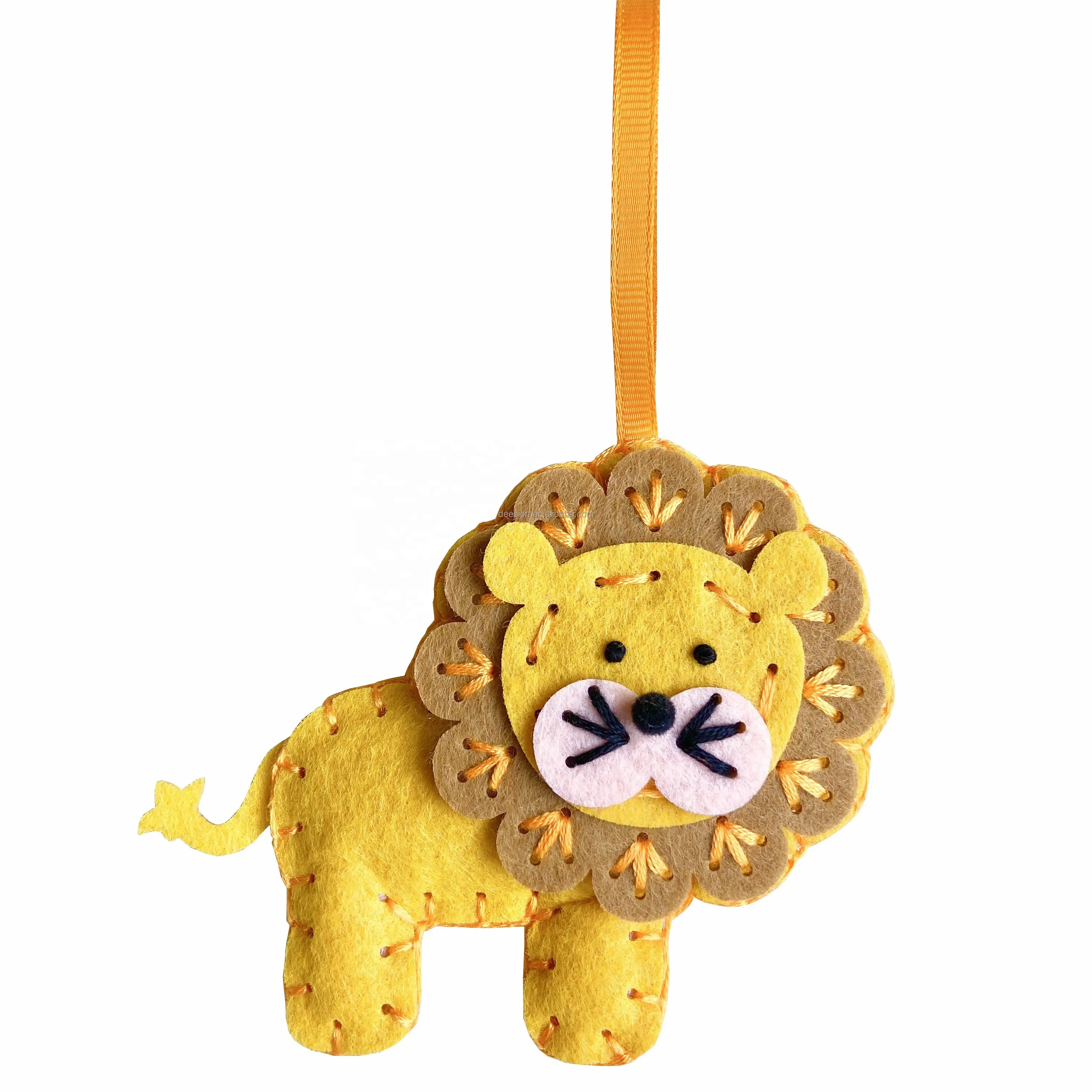 KEIN TOXISCHER ECO-FREUNDLICH FILZ DIY KIT TIER LION BEREIT FÜR STITCH LERNEN, KUNST UND HANDWERK MIT KUNSTSTOFF NADEL FÜR KINDER ZU NÄHEN