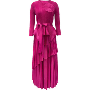 Conjunto de 2 Piezas para Mujer, Falda con Dobladillo Irregular de Color Sólido y Manga Larga con Cuello Redondo, a la Moda - Product Image 5