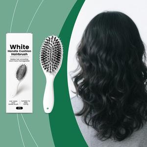 Cepillo para el cabello con mango blanco y cojín de aire, con cerdas de nailon y cerdas de cerdo - Herramienta de peinado para el cuero cabelludo, cepillo para alisar el cabello - Product Image 2